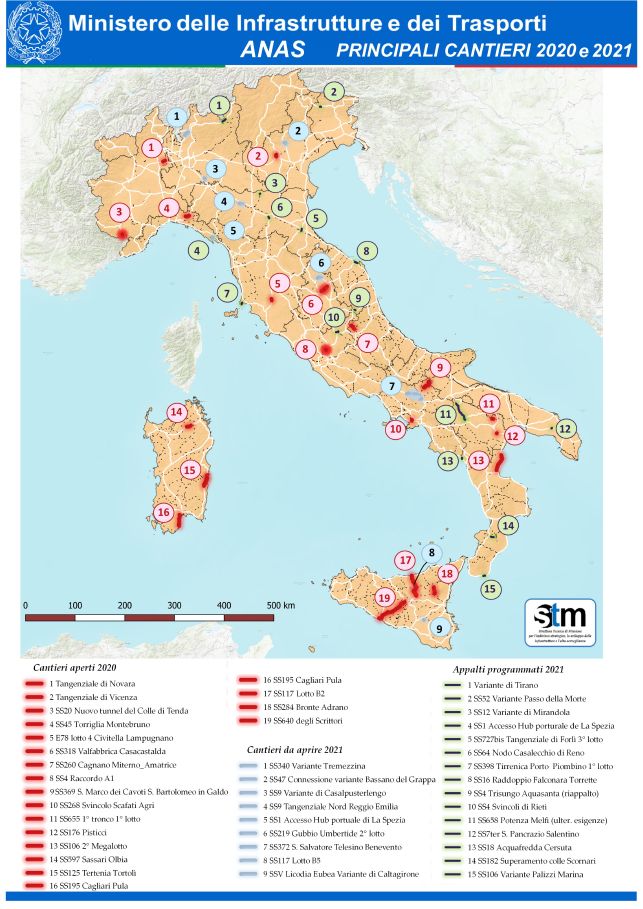 ANAS - PRINCIPALI CANTIERI 2020 - 2021