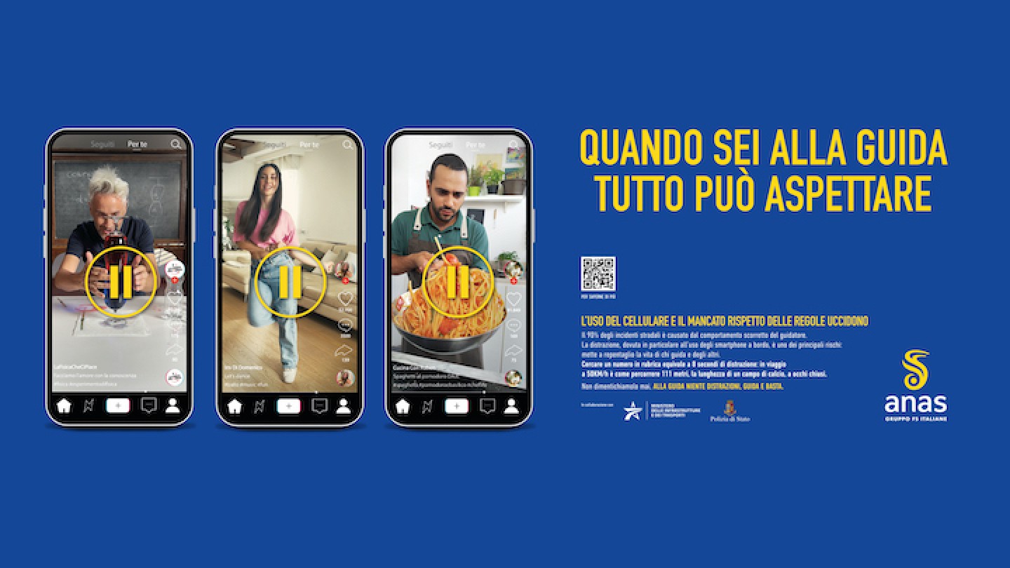 "Quando sei alla guida tutto può aspettare". Spot della campagna Anas "Guida e Basta"