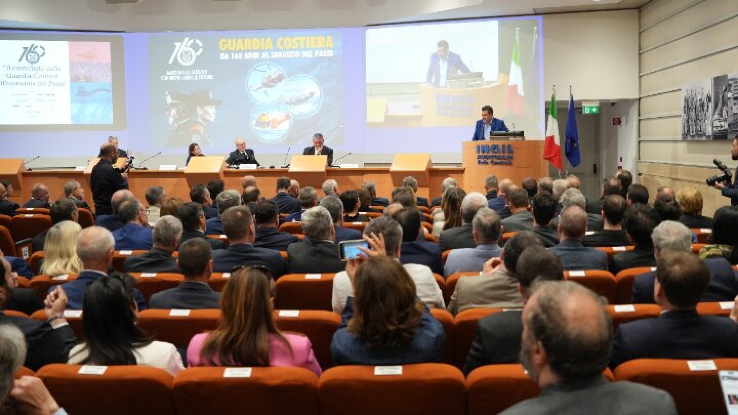 Ministro Matteo Salvini all'Auditorium INAIL per presentazione Report 2024 Guardia Costiera