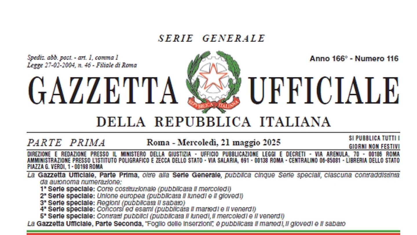 Gazzetta ufficiale 22 maggio 2025