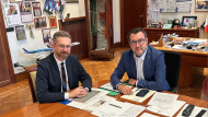 Il vicepresidente del Consiglio dei Ministri e ministro delle Infrastrutture e dei Trasporti, Matteo Salvini, e il Sindaco di Bologna, Matteo Lepore