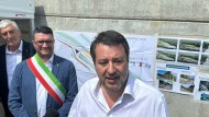 Il ministro Matteo Salvini, sopralluogo tecnico in via Mainone a Lumezzane (Bs)