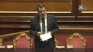Il ministro delle Infrastrutture e dei Trasporti Matteo Salvini al question time al Senato