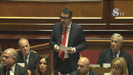 Il vicepresidente del Consiglio e ministro delle Infrastrutture e dei Trasporti Matteo Salvini, in aula al Senato della Repubblica